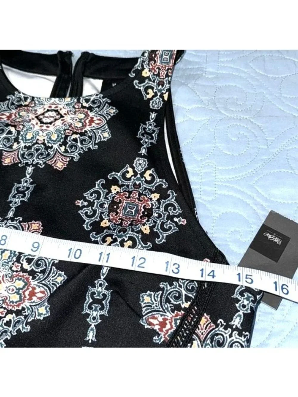Mossimo Womens Sleeveless Black Dress With Colorful Mandala Print Size S Fitted - Picture 8 of 9